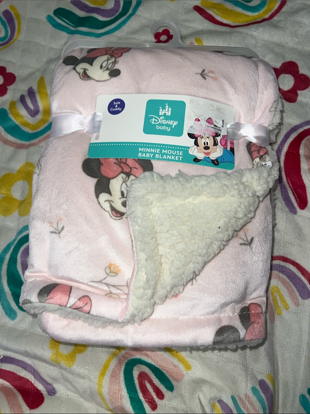 Disney Baby Minnie Mouse Light Pink Plush Baby Blanket